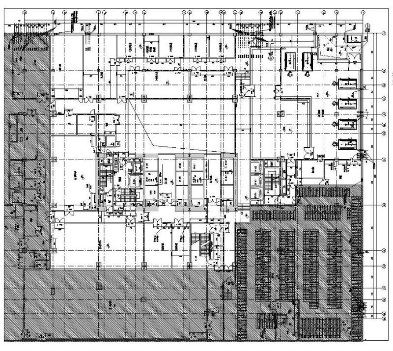 现代风办公写字楼建筑施工图设计塔楼地下平面1