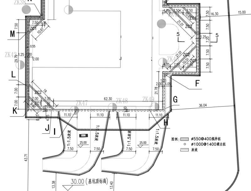 地下车库出入口支护设计图