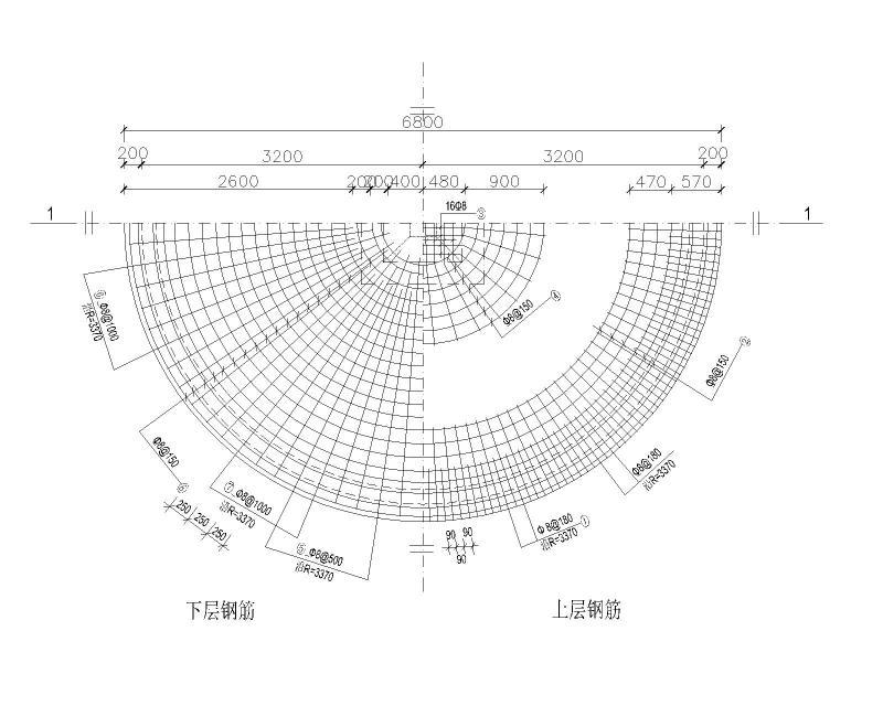 100M蓄水池池顶板钢筋布置图