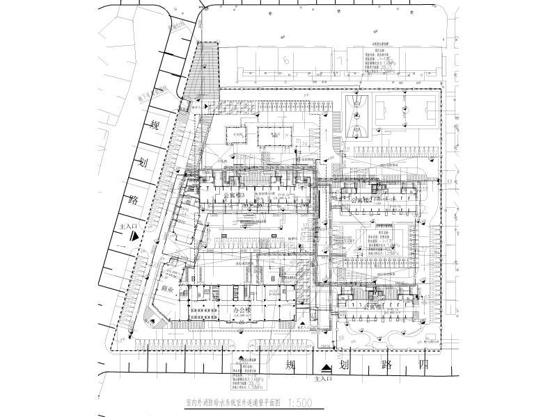 室内外消防给水系统室外连通管平面图