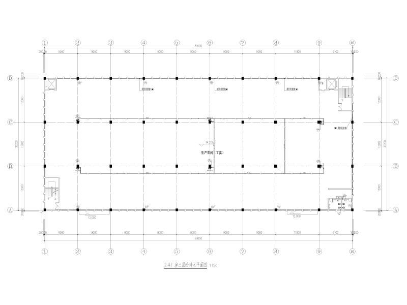 2#厂房三层给排水平面图