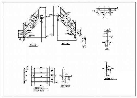 单跑钢楼梯节点构造详图纸cad - 1