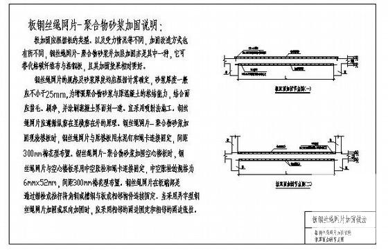 板钢丝绳网片加固说明及板双面加固节点图纸cad - 1