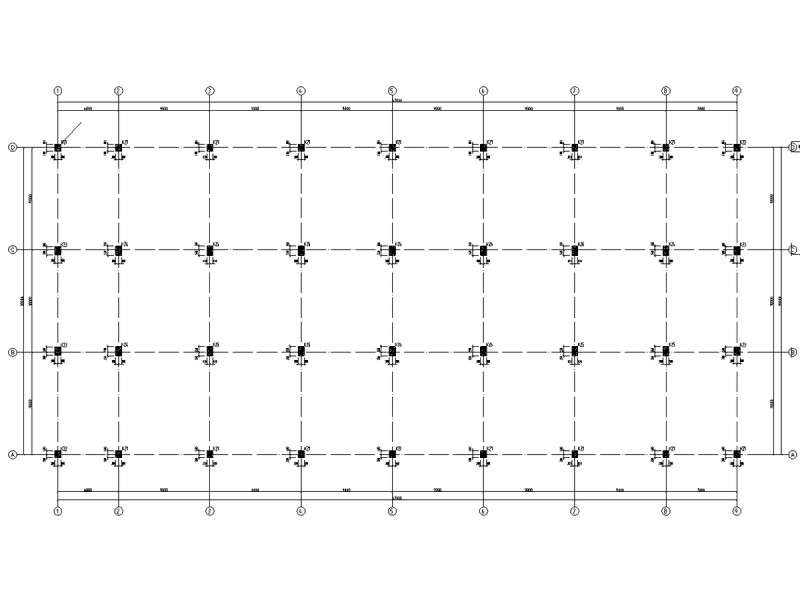 ±0.000~4.800m柱平面布置及配筋图