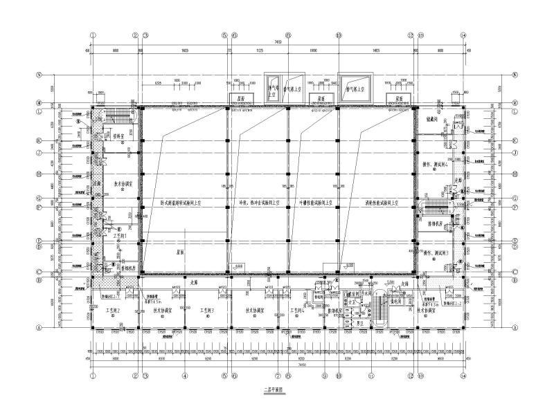 双层厂房施工方案图纸CAD平面图 - 2