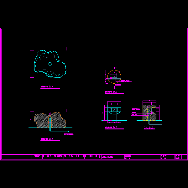 石块涌泉、灯饰石块详细设计CAD图纸(平面图) - 1