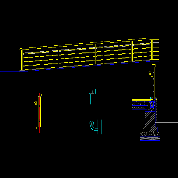 无障碍坡道栏杆标准段CAD详图纸 - 1