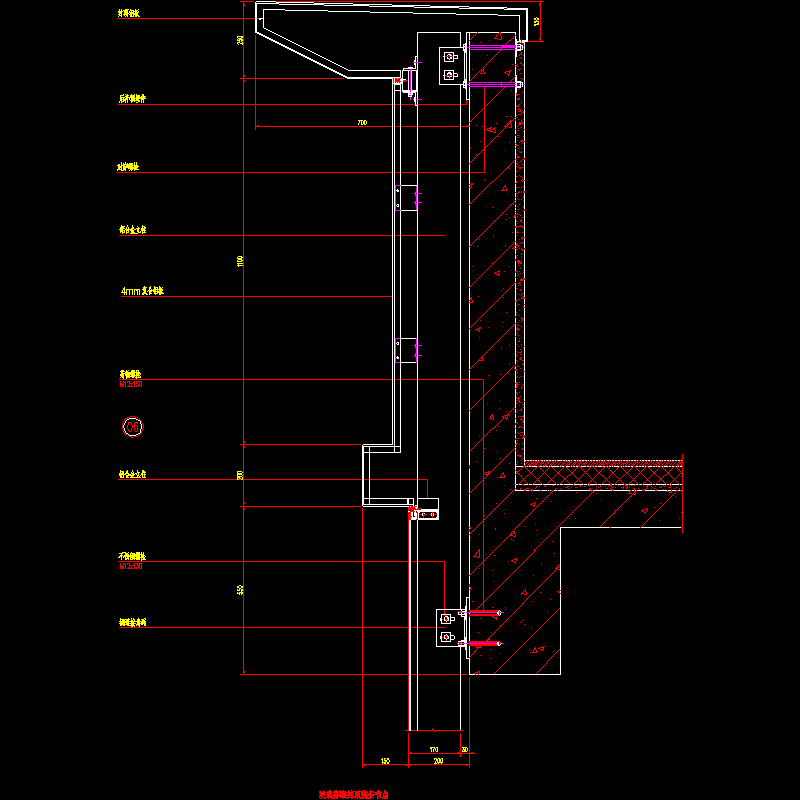 玻璃幕墙封顶线条节点.dwg