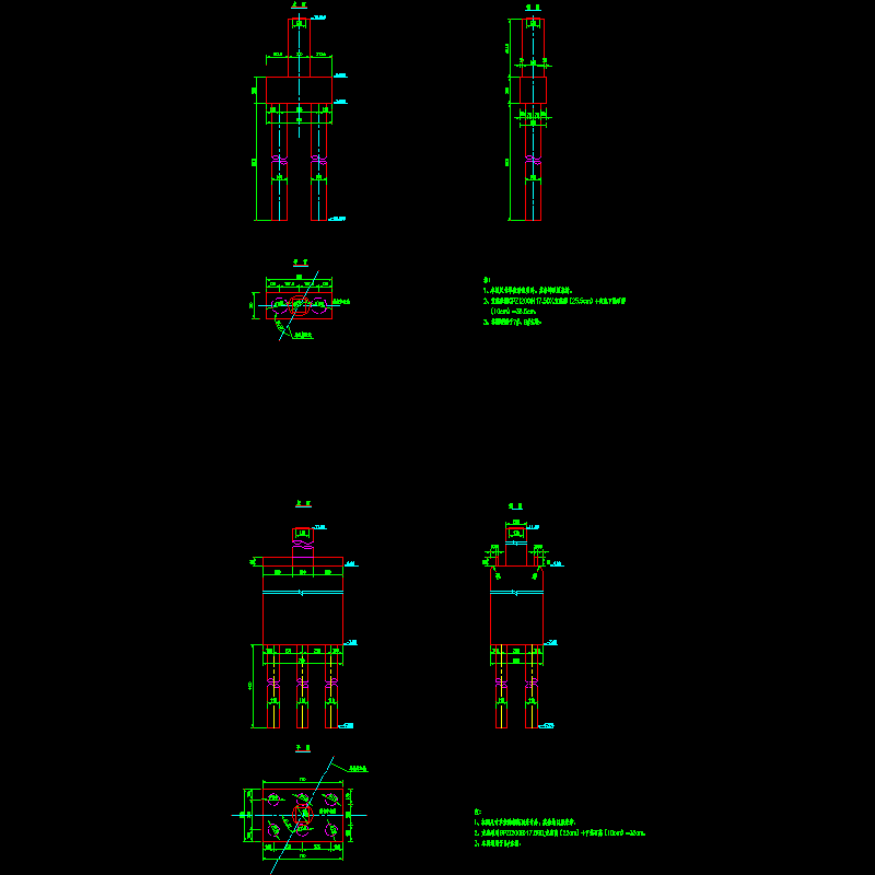预应力混凝土连续箱梁桥桥墩一般构造节点CAD详图纸设计 - 1
