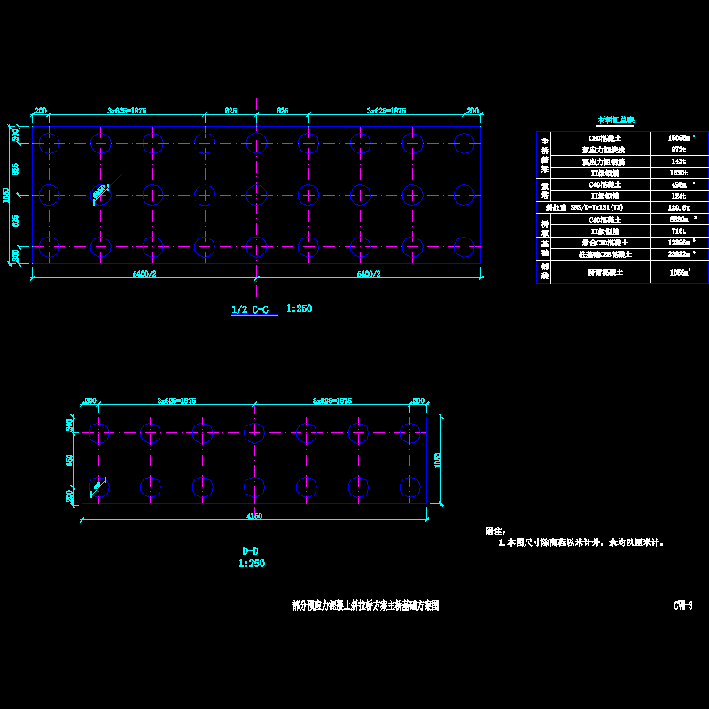 部分预应力混凝土斜拉桥主桥基础节点CAD详图纸设计 - 1