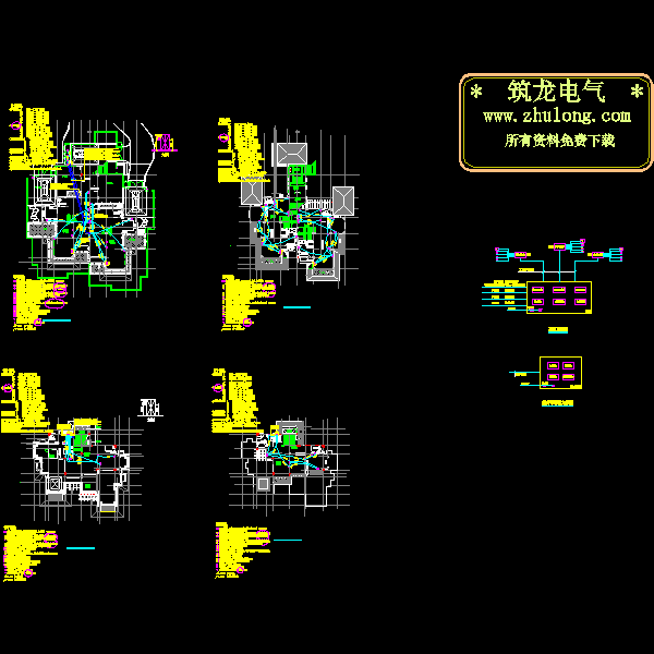 4层3户U型别墅电气CAD图纸(综合布线系统) - 1