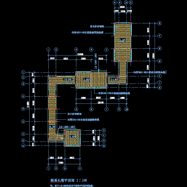 园林古建长廊设计CAD施工图纸(结构平面图) - 1
