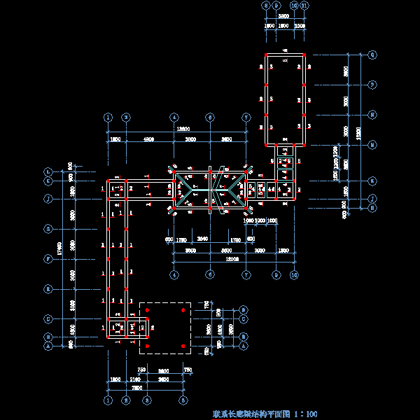 园林古建长廊设计CAD施工图纸(结构平面图) - 3
