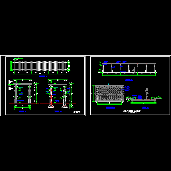 小区花架施工详细设计CAD图纸 - 1