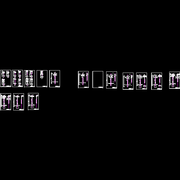 架空电力线杆CAD图纸(组装) - 1