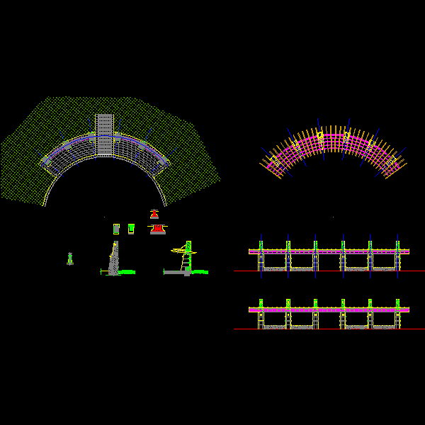 弧形廊架施工详细设计CAD图纸 - 1