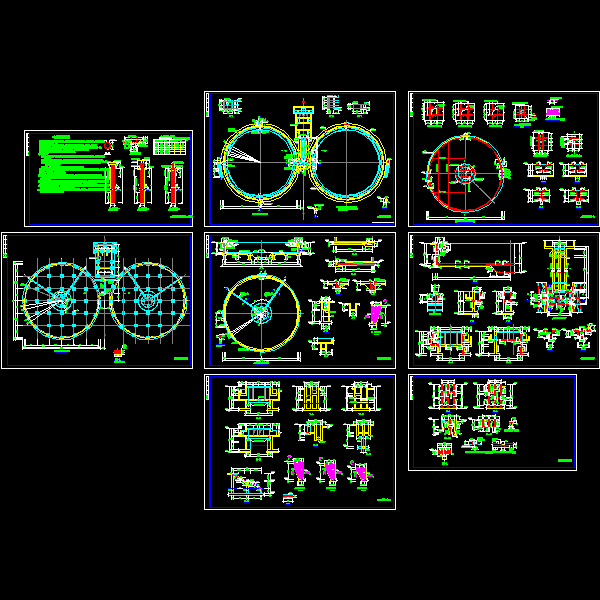 大院设计大直径圆形二沉池结构CAD施工方案图纸（、8张） - 1