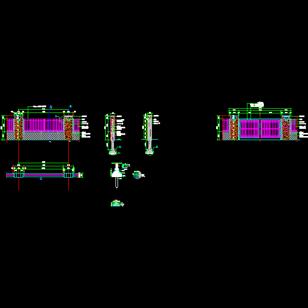 小区围墙大门施工CAD大样图纸 - 1