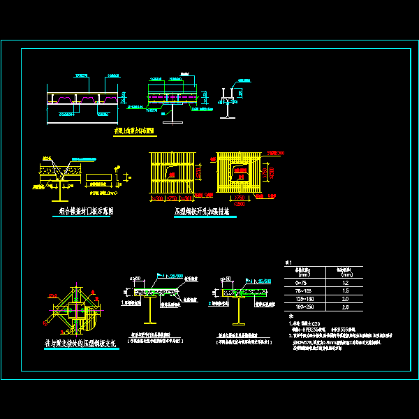 楼承板节点详细设计CAD图纸(压型钢板) - 1