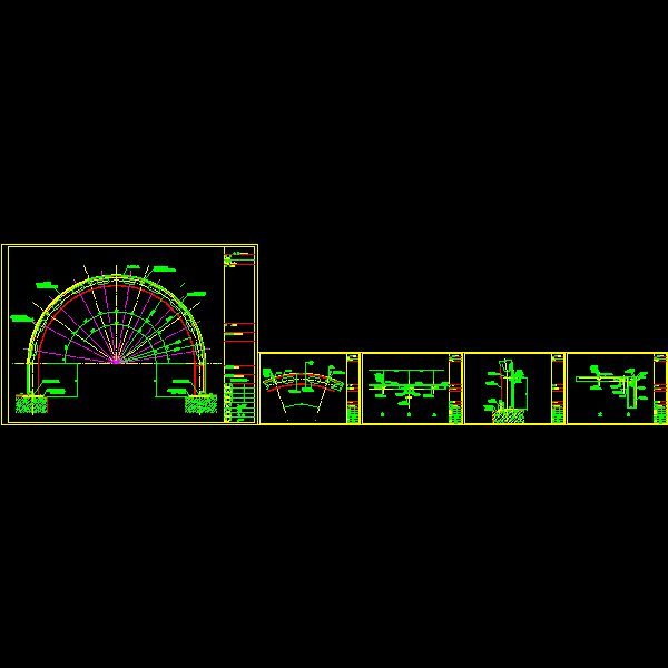圆弧拱形采光顶节点构造详细设计CAD图纸 - 1