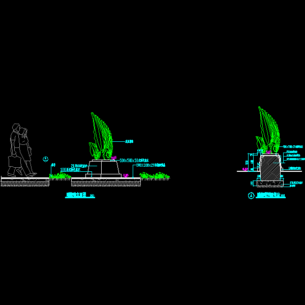 居住区景观雕塑墩施工CAD详图纸 - 1