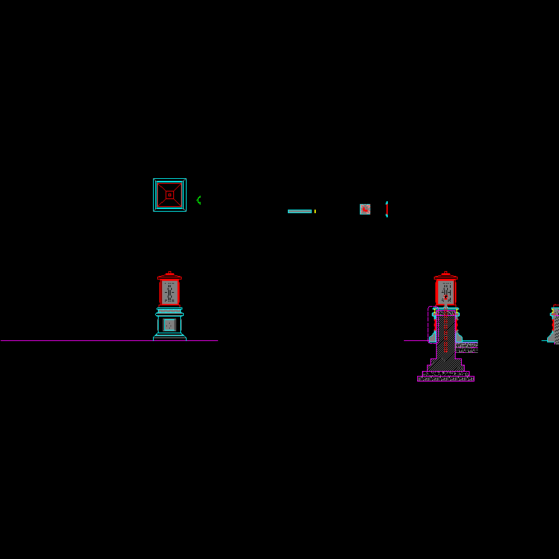 景观细部CAD施工大样图|高端景观灯柱六详大样图 - 1