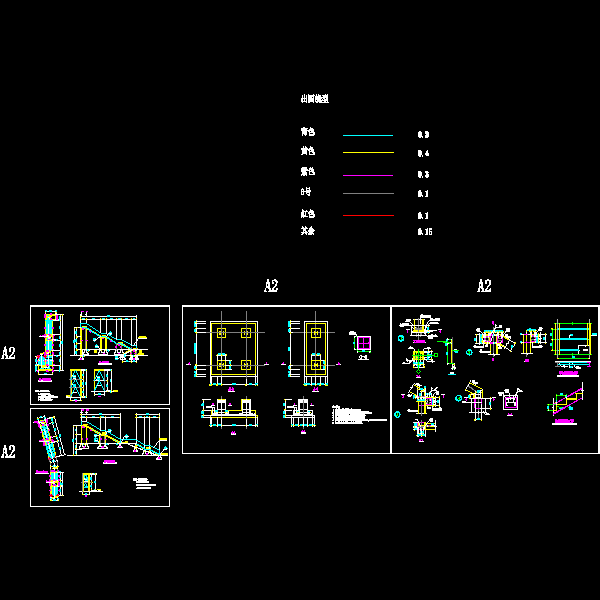 室外新增多跑钢楼梯节点构造详细设计CAD图纸(平面布置图) - 1