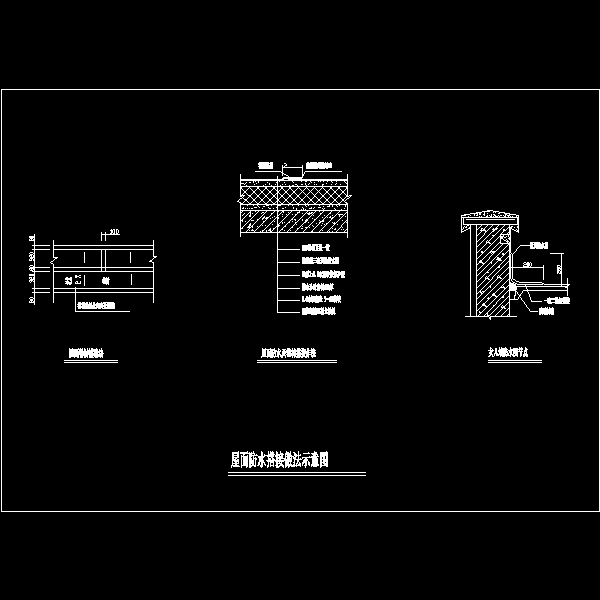 屋面防水搭接做法示意节点构造详细设计CAD图纸 - 1
