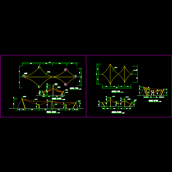 两种张拉膜施工CAD详图纸 - 1