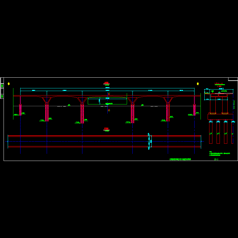 V型墩连续刚构主桥桥型布置节点CAD详图纸设计 - 1