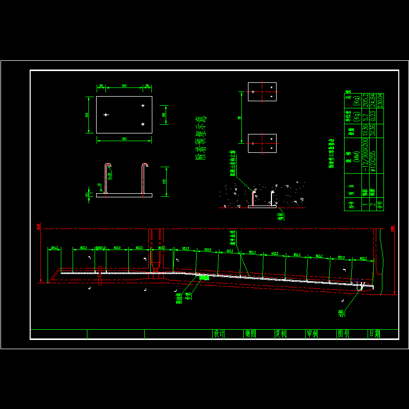 主跨500米PC斜拉桥主桥下部塔检修电梯埋件布置节点CAD详图纸设计 - 1