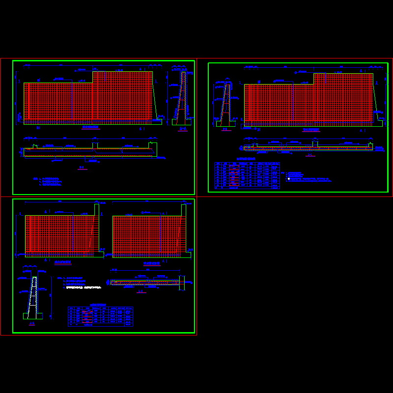 挡土墙钢筋节点构造CAD详图纸 - 1