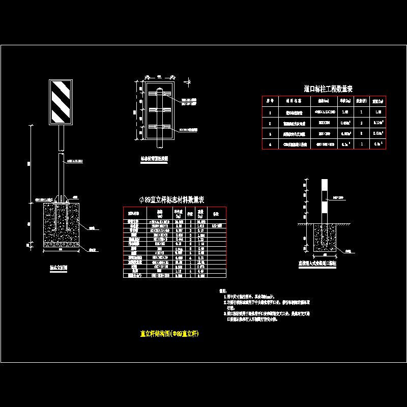 直立杆结构构造CAD详图纸 - 1
