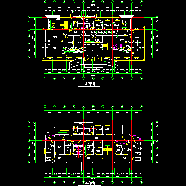 医院传染病房平面设计方案(二层砖混结构)(CAD图纸) - 1