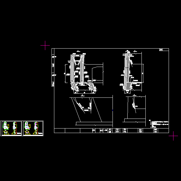 主跨500米PC斜拉桥主桥下部南北塔柱普通钢筋布置节点详细CAD图纸设计(预应力混凝土) - 4