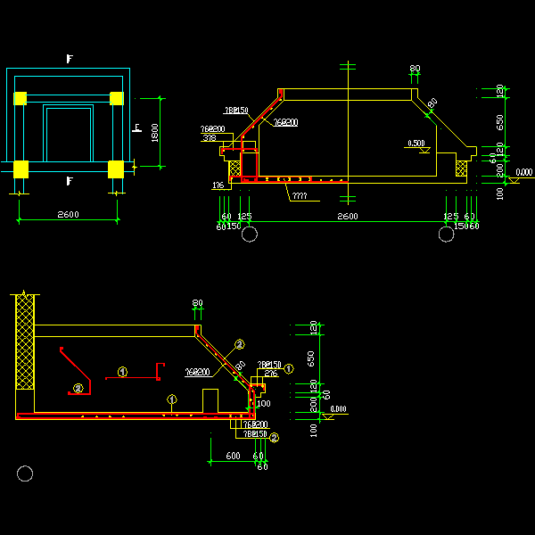 单元入口雨篷平面节点构造详细设计CAD图纸 - 1