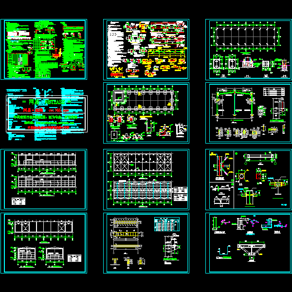 H钢钢结构厂房结构CAD施工方案图纸 - 1