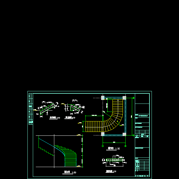 螺旋楼梯节点构造详细设计CAD图纸 - 1
