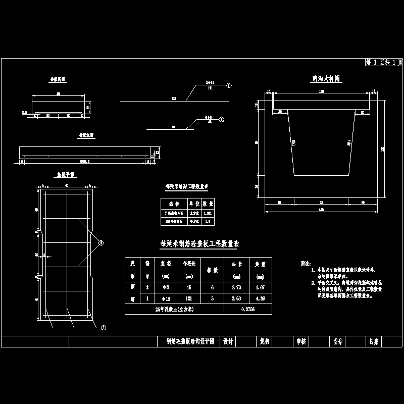 钢筋砼盖板暗沟设计图.dwg