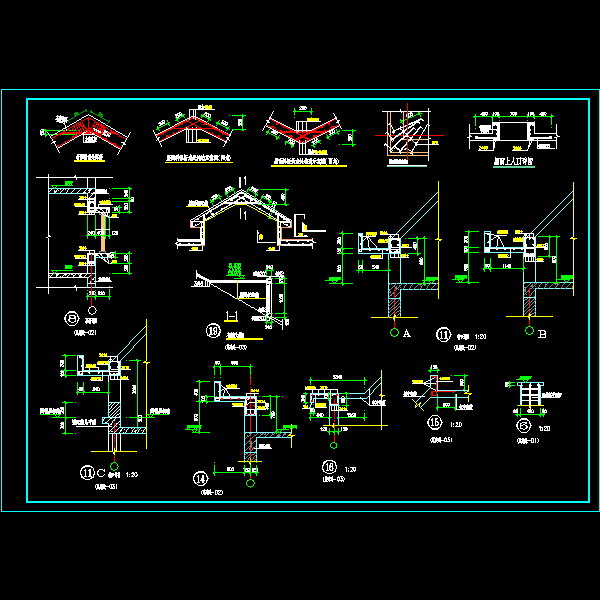 砖混别墅坡屋顶节点构造CAD详大样图 - 1