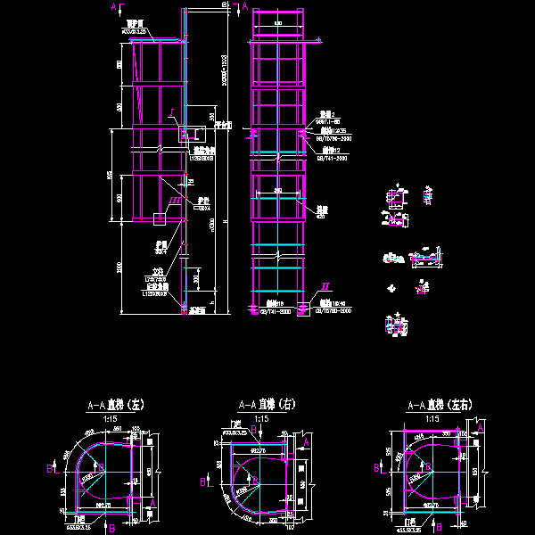 工业炉直梯节点构造CAD详图纸 - 1