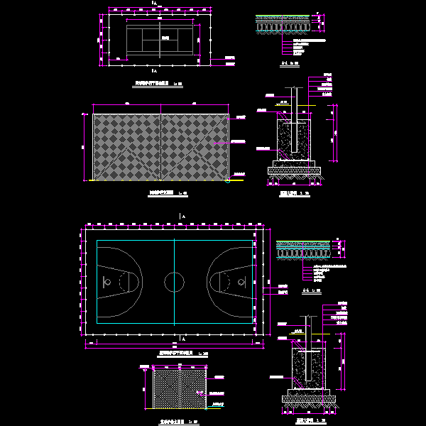 公园网球场设计CAD节点图纸 - 1