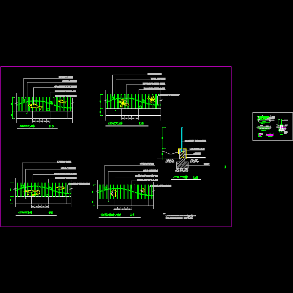 公园草地围栏设计CAD图纸大样图纸(节点详图) - 1