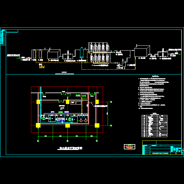 工程纯净水机房平面及工艺流程CAD图纸 - 1