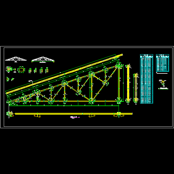 三角形钢桁架节点构造详细设计CAD图纸(材料表) - 1