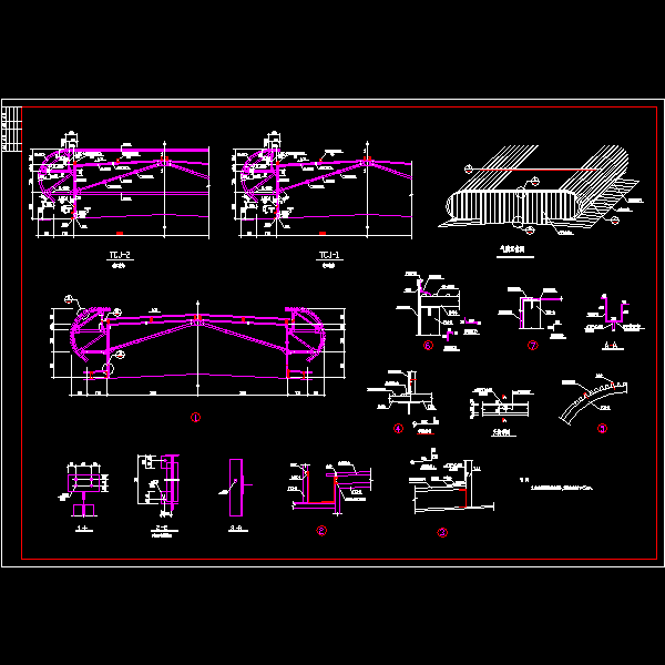 门式刚架厂房气楼节点构造详细设计CAD图纸 - 1