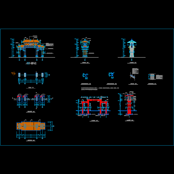 黄公祠牌坊建筑结构CAD施工方案图纸 - 1