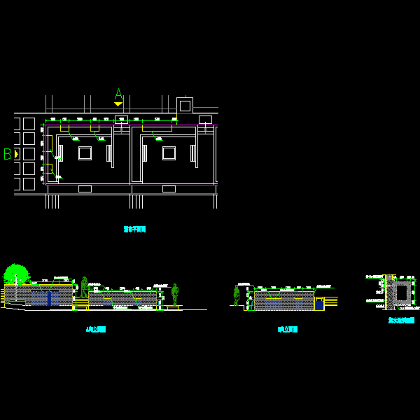 特色瀑布水景设计CAD详图纸 - 1