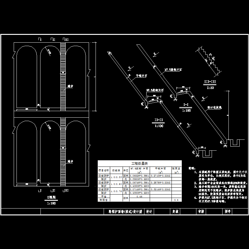 路堑护面墙（拱式）设计图.dwg