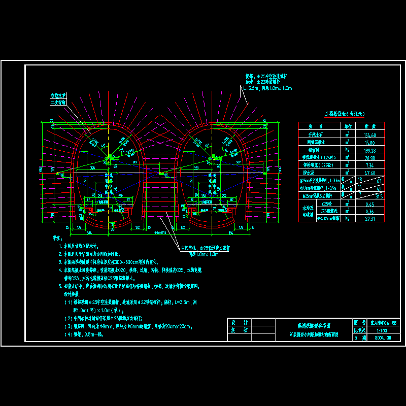 Ⅴ级围岩小间距加强衬砌断面图.dwg